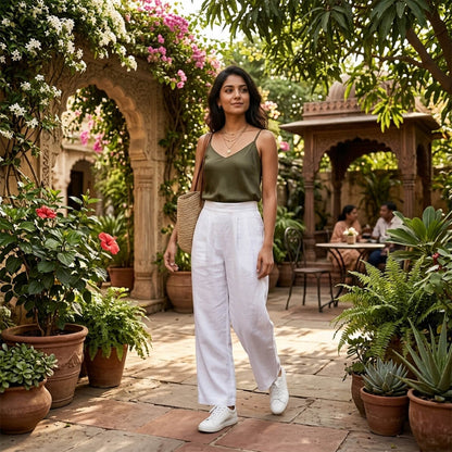 Basic Pant in White Linen