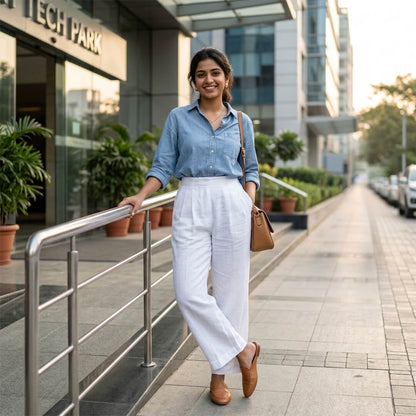Basic Pant in White Linen