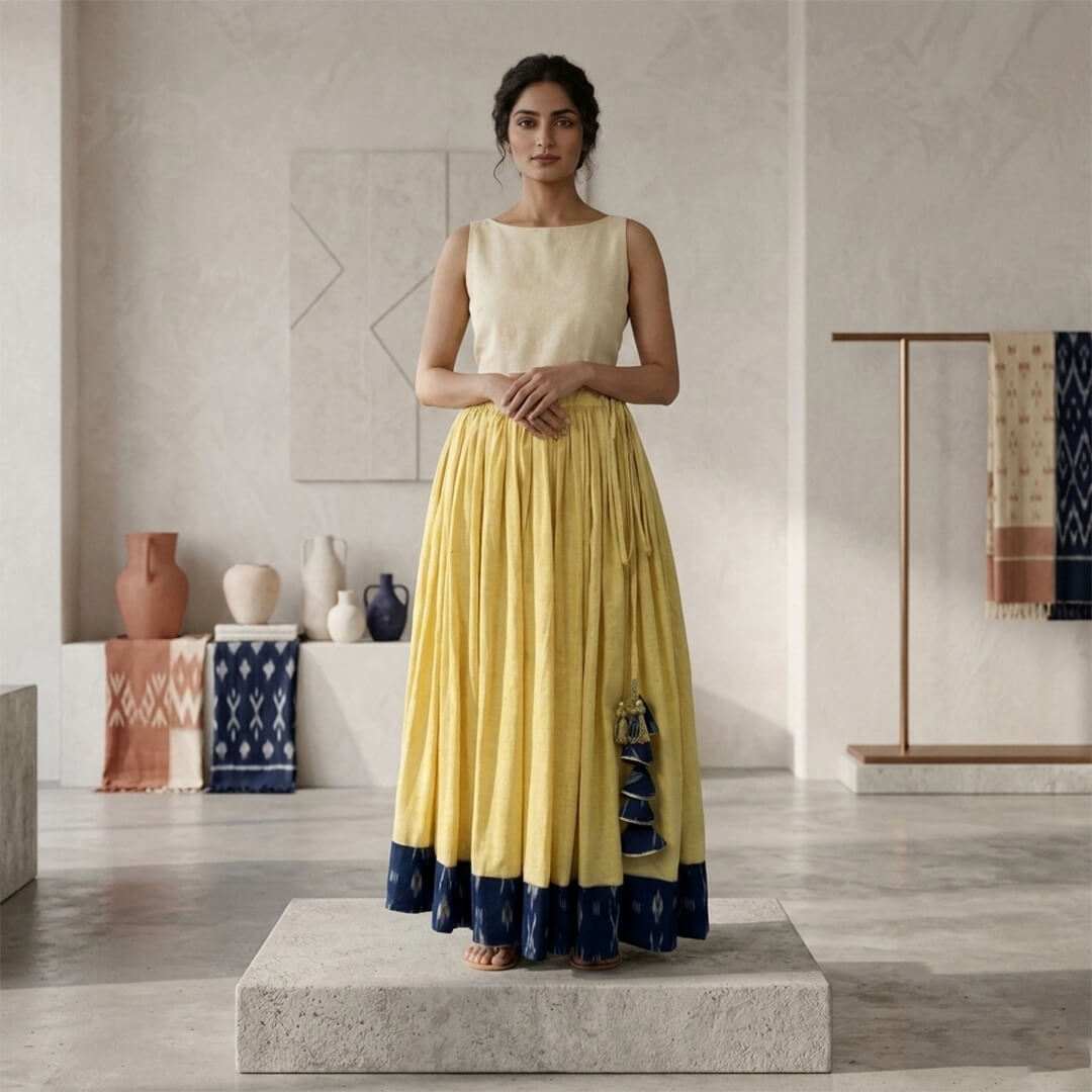 Ghaghra Skirt with Ikkat Border