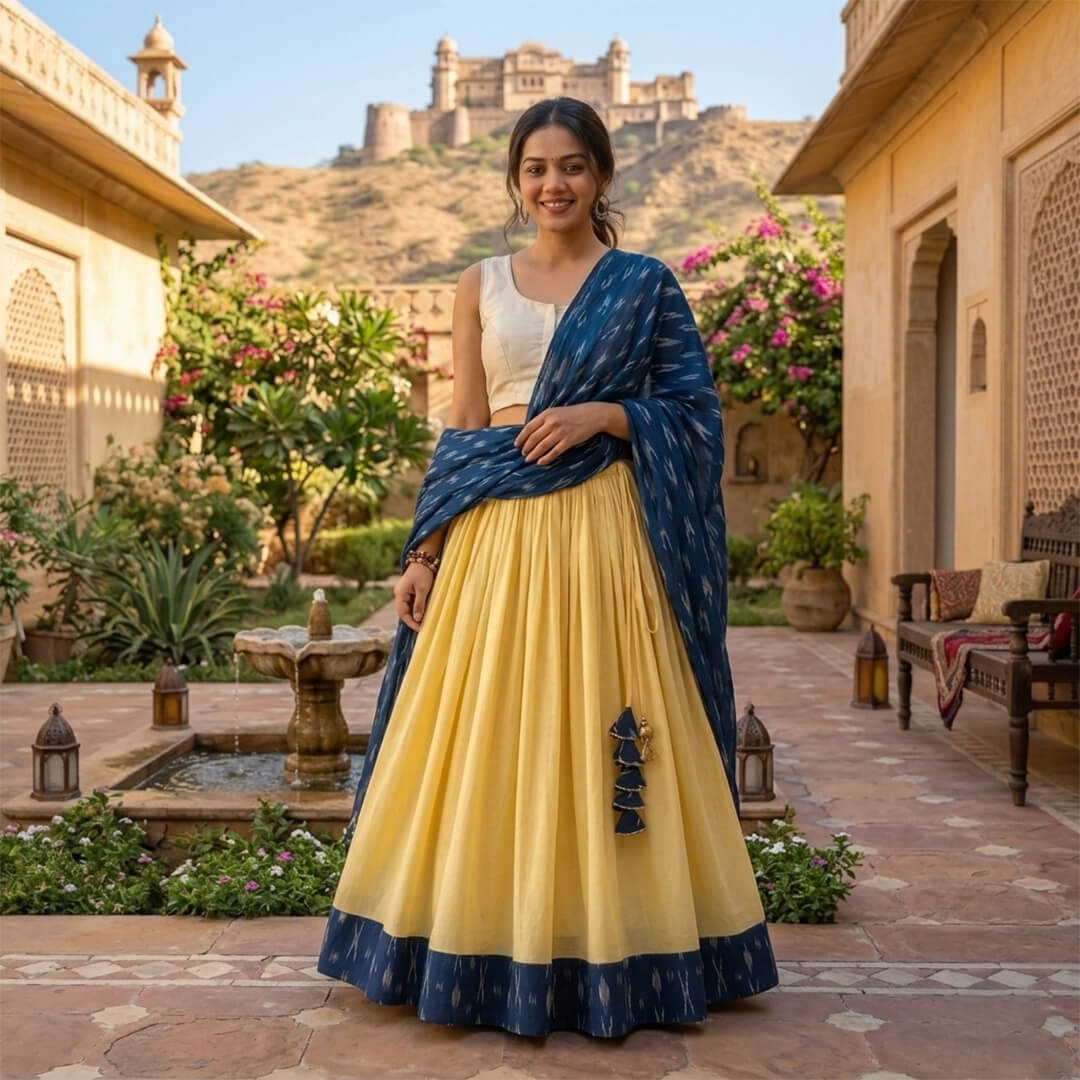 Ghaghra Skirt with Ikkat Border