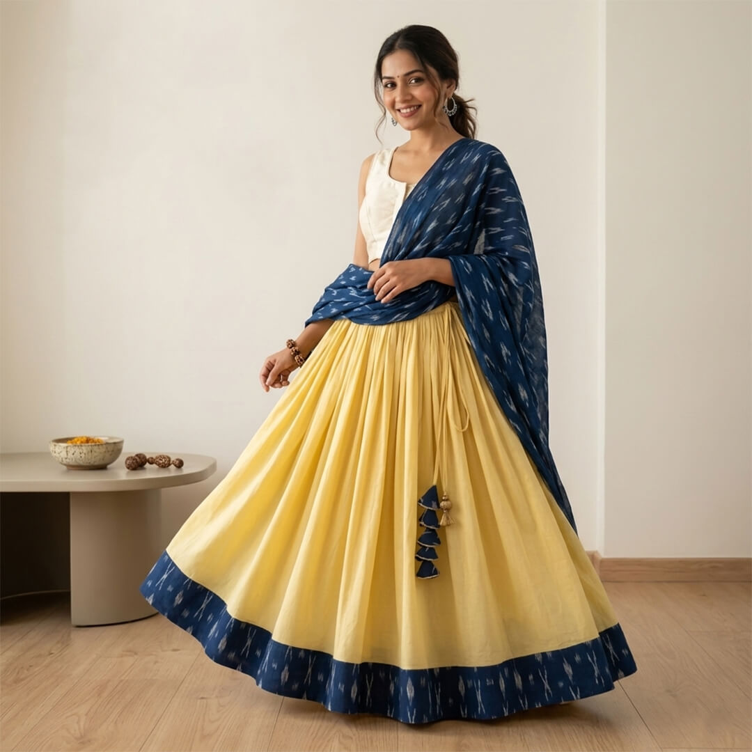 Ghaghra Skirt with Ikkat Border